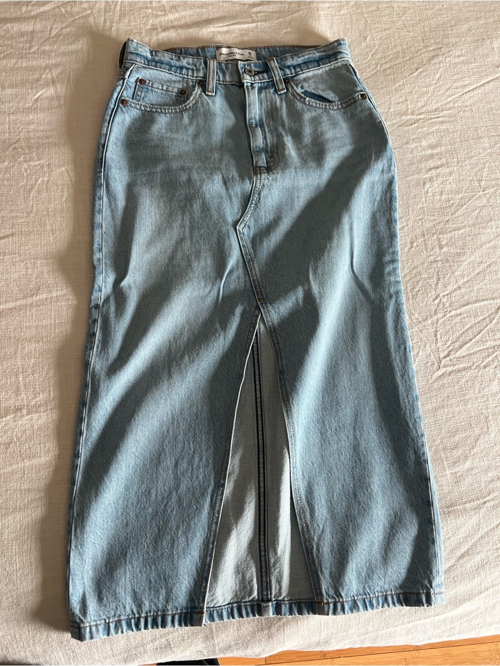Abercrombie & Fitch Light Blue Denim Midi Skirt